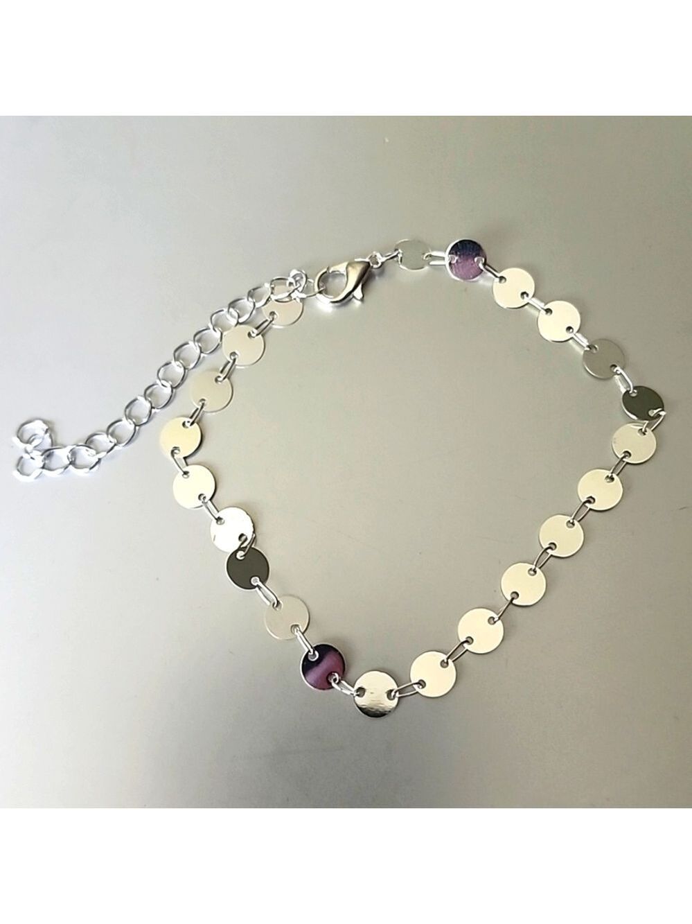 Disc ANKLET Stainless + Silver Coat